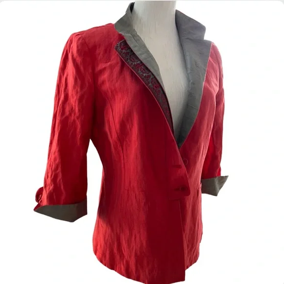 Vintage Armani Collezioni Blazer Jacket 100% Silk Size 8 - Picture 2 of 14